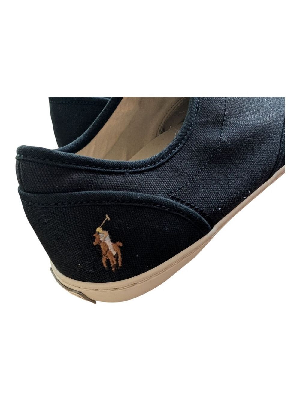 Polo Ralph Lauren Ethan Black Sneaker Mens 10.5 Flesh Pony Logo Classic Casual - Picture 2 of 8